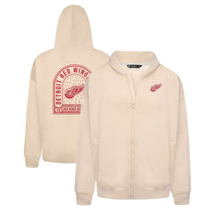Detroit Red Wings Levelwear Uphill Stained Glass Full-Zip Hoodie Jacket - Khaki - NHL