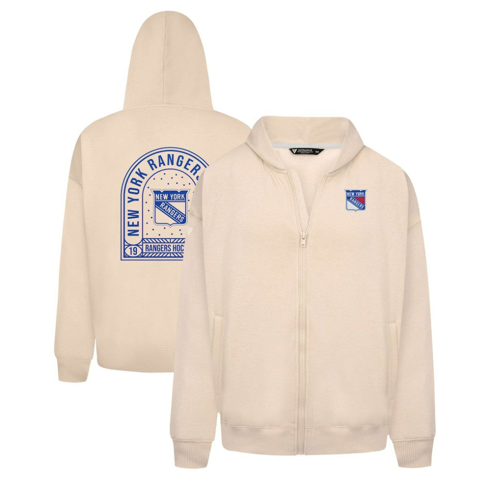 New York Rangers Levelwear Uphill Stained Glass Full-Zip Hoodie Jacket - Khaki - NHL