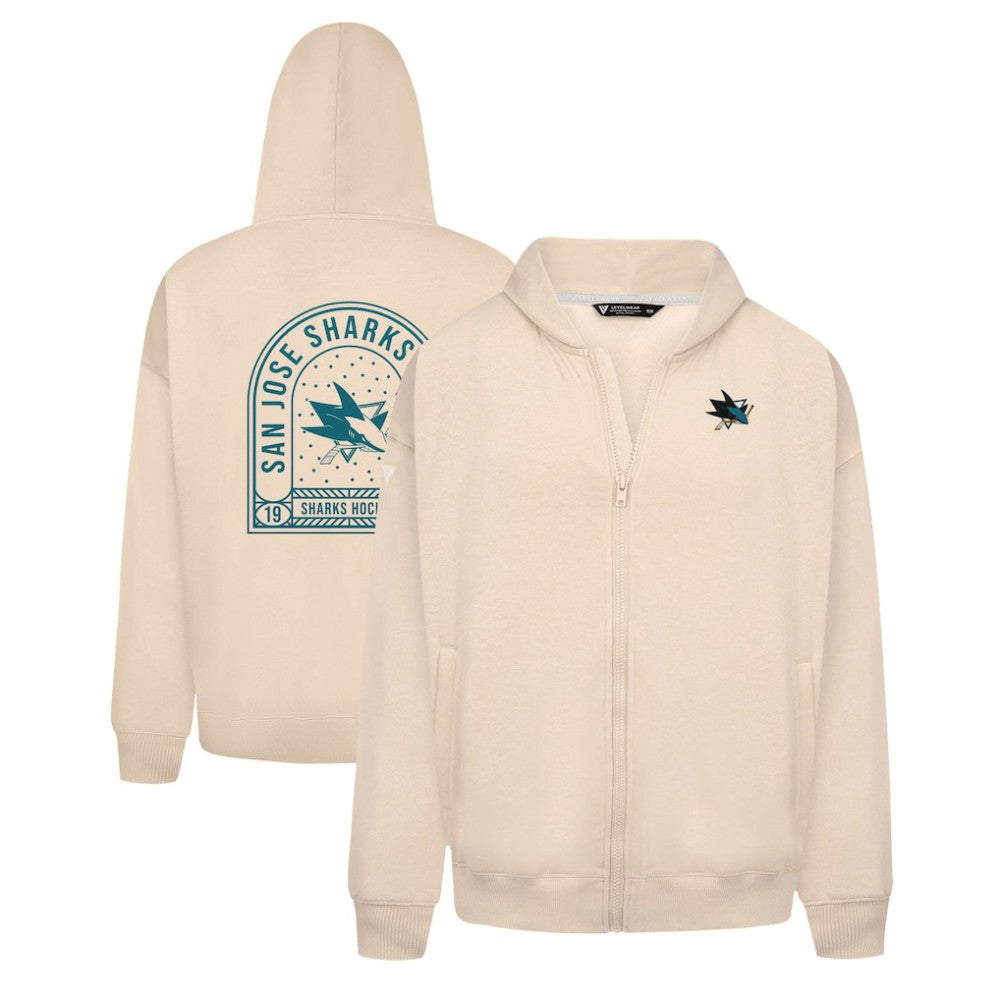 San Jose Sharks Levelwear Uphill Stained Glass Full-Zip Hoodie Jacket - Khaki - NHL