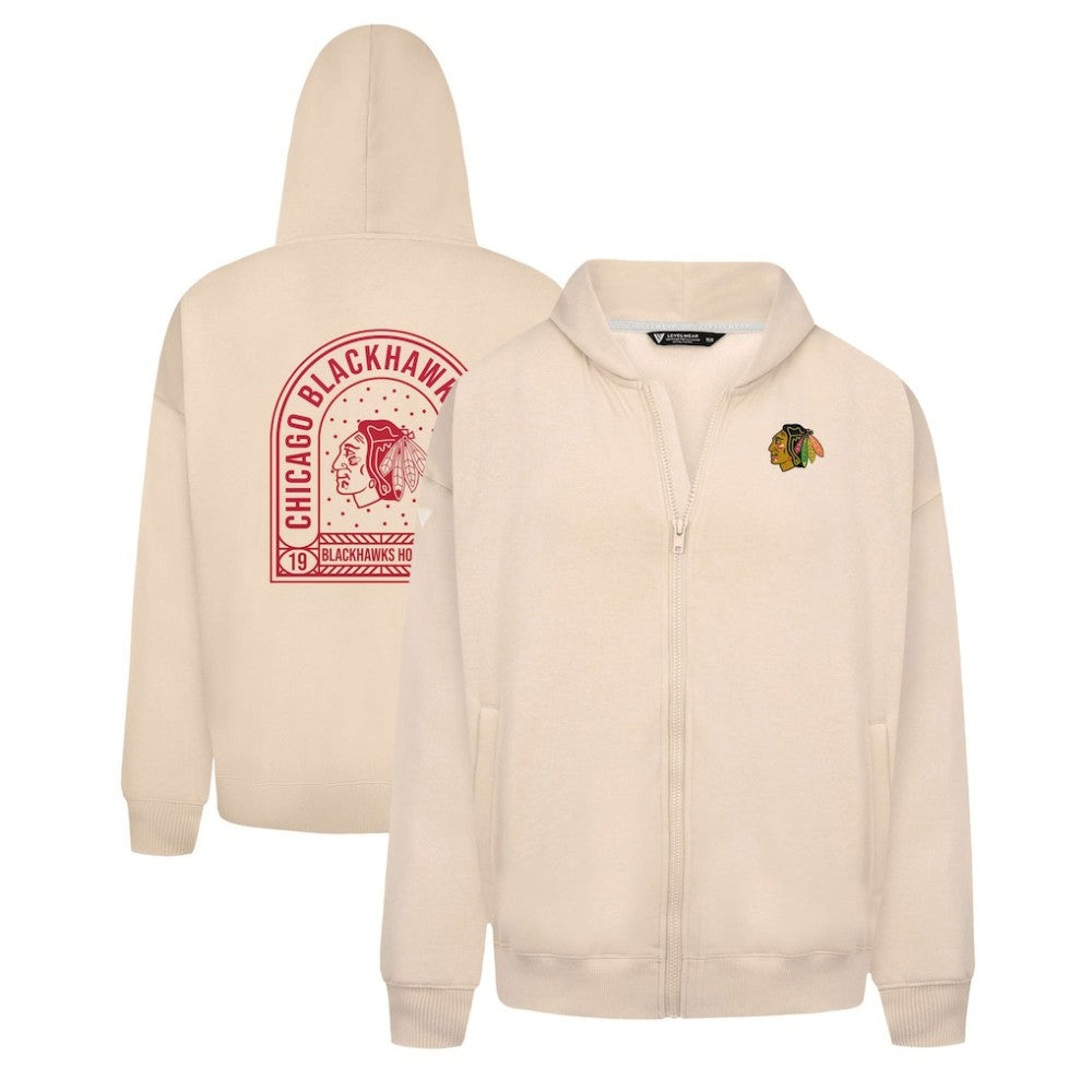 Chicago Blackhawks Levelwear Uphill Stained Glass Full-Zip Hoodie Jacket - Khaki - NHL