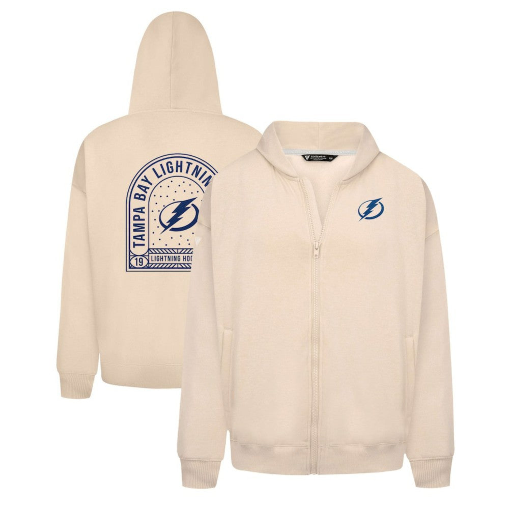 Tampa Bay Lightning Levelwear Uphill Stained Glass Full-Zip Hoodie Jacket - Khaki - NHL