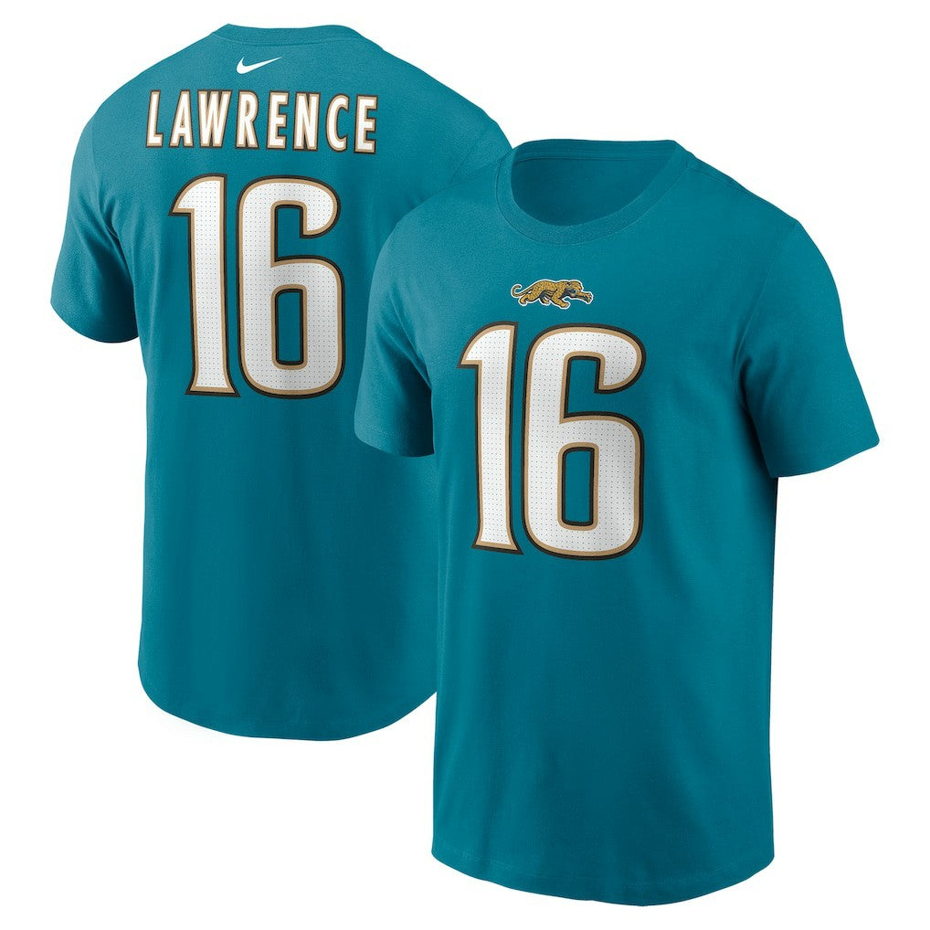Trevor Lawrence Jacksonville Jaguars Throwback Name & Number T-Shirt Teal | Nike for Sale