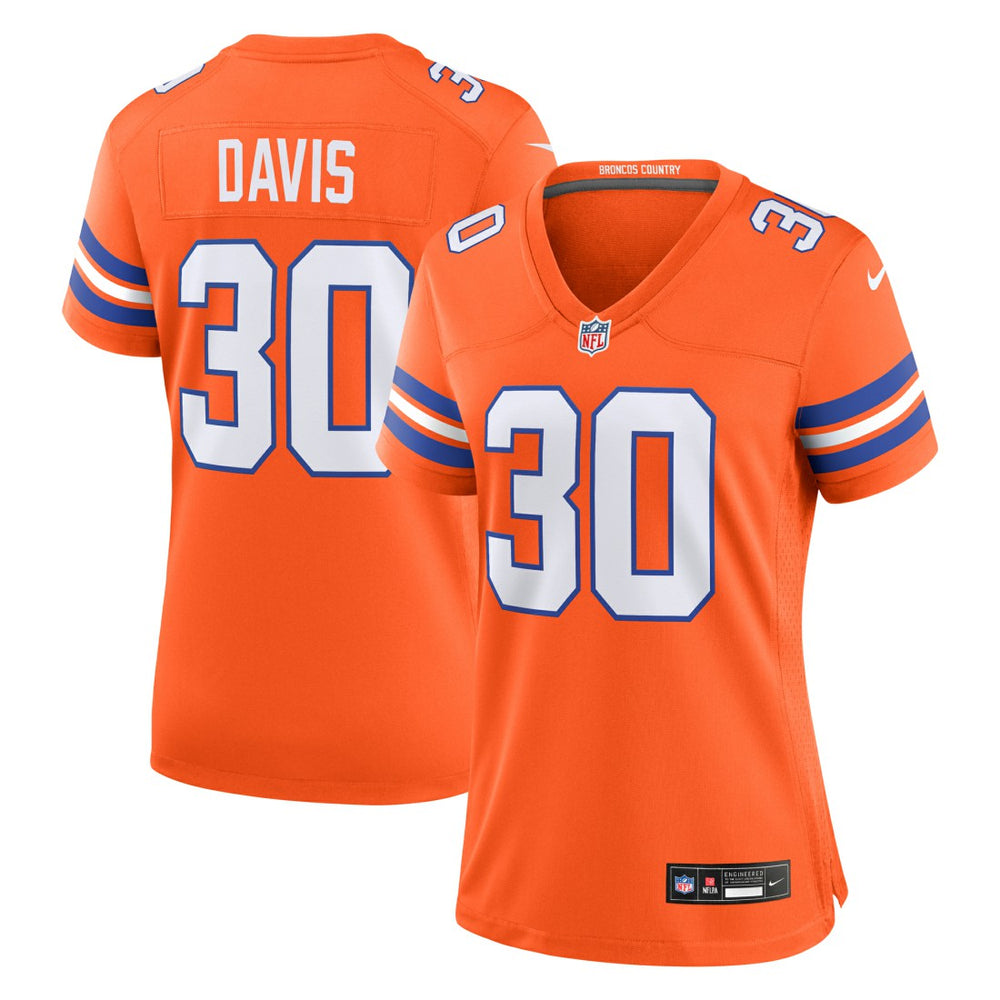Terrell Davis Denver Broncos Women's Mile High Collection 1977 Throwback Retired Player Game Jersey Orange | Nike for Sale