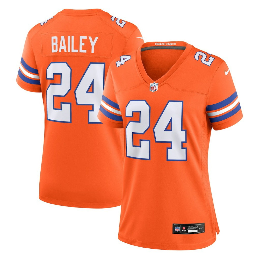 Champ Bailey Denver Broncos Women's Mile High Collection 1977 Throwback Retired Player Game Jersey Orange | Nike for Sale