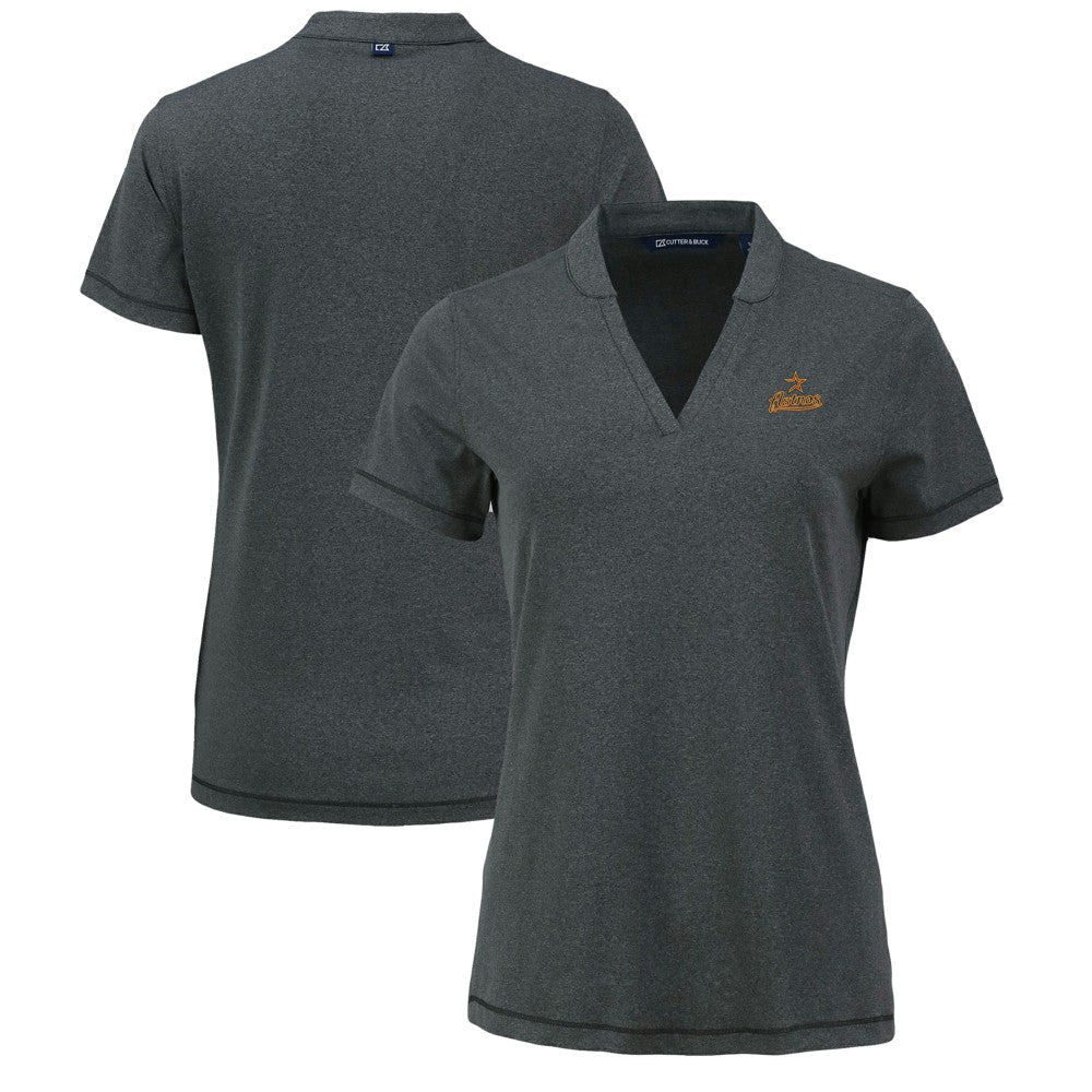 Houston Astros Cutter & Buck Women's Forge Stretch Blade DryTec V-Neck Polo - MLB