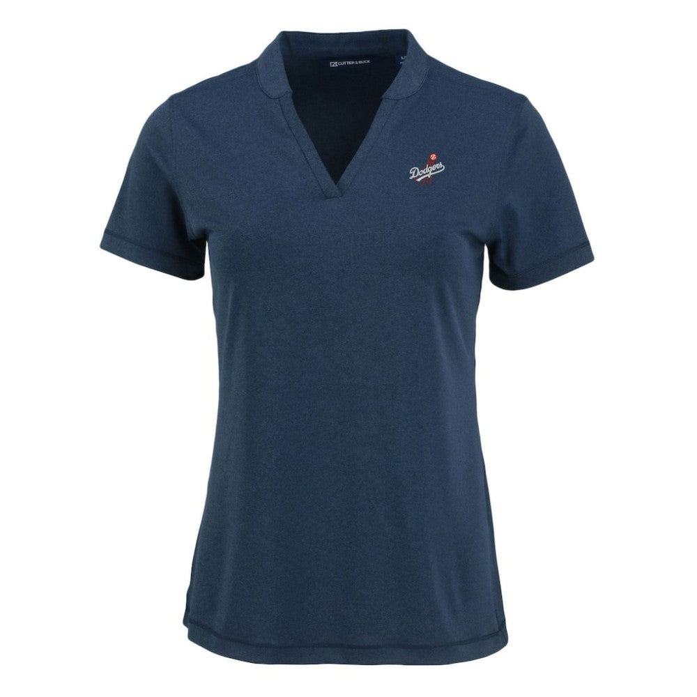 Los Angeles Dodgers Cutter & Buck Women's Forge Stretch Blade DryTec V-Neck Polo - MLB