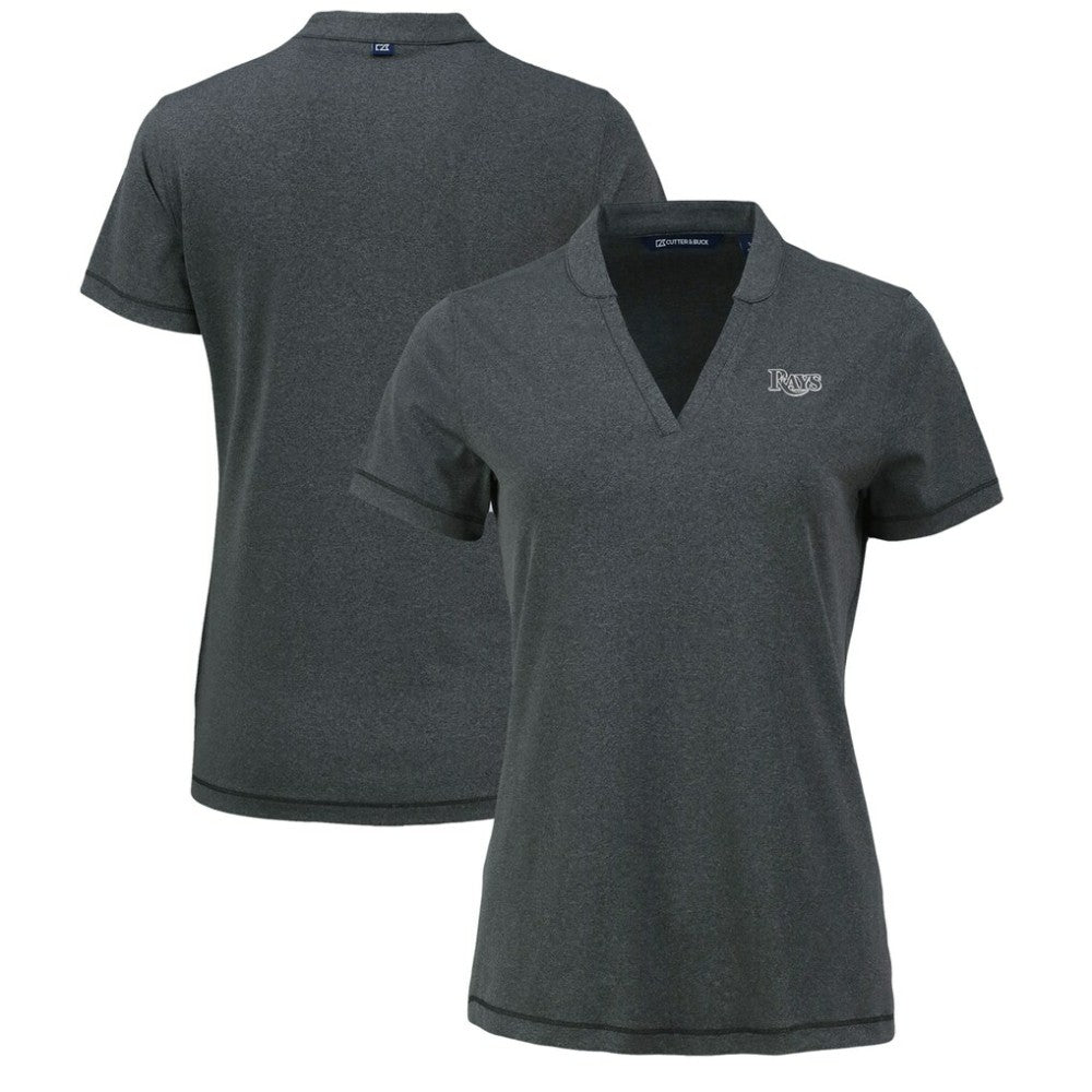 Tampa Bay Rays Cutter & Buck Women's Forge Stretch Blade DryTec V-Neck Polo - MLB