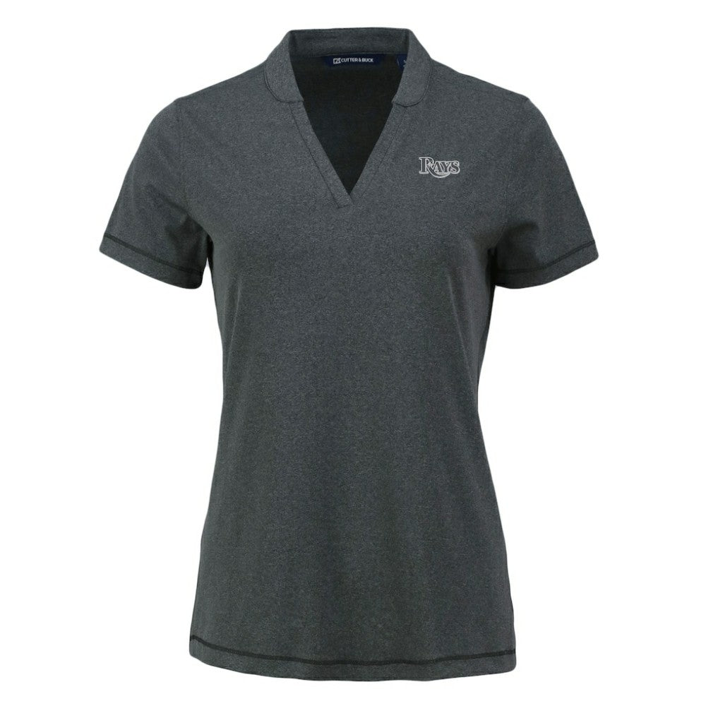 Tampa Bay Rays Cutter & Buck Women's Forge Stretch Blade DryTec V-Neck Polo - MLB