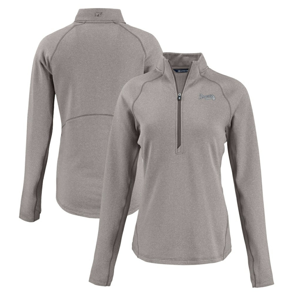 Atlanta Braves Cutter & Buck Women's Peshastin Eco Fleece Recycled Raglan Half-Zip Top - MLB