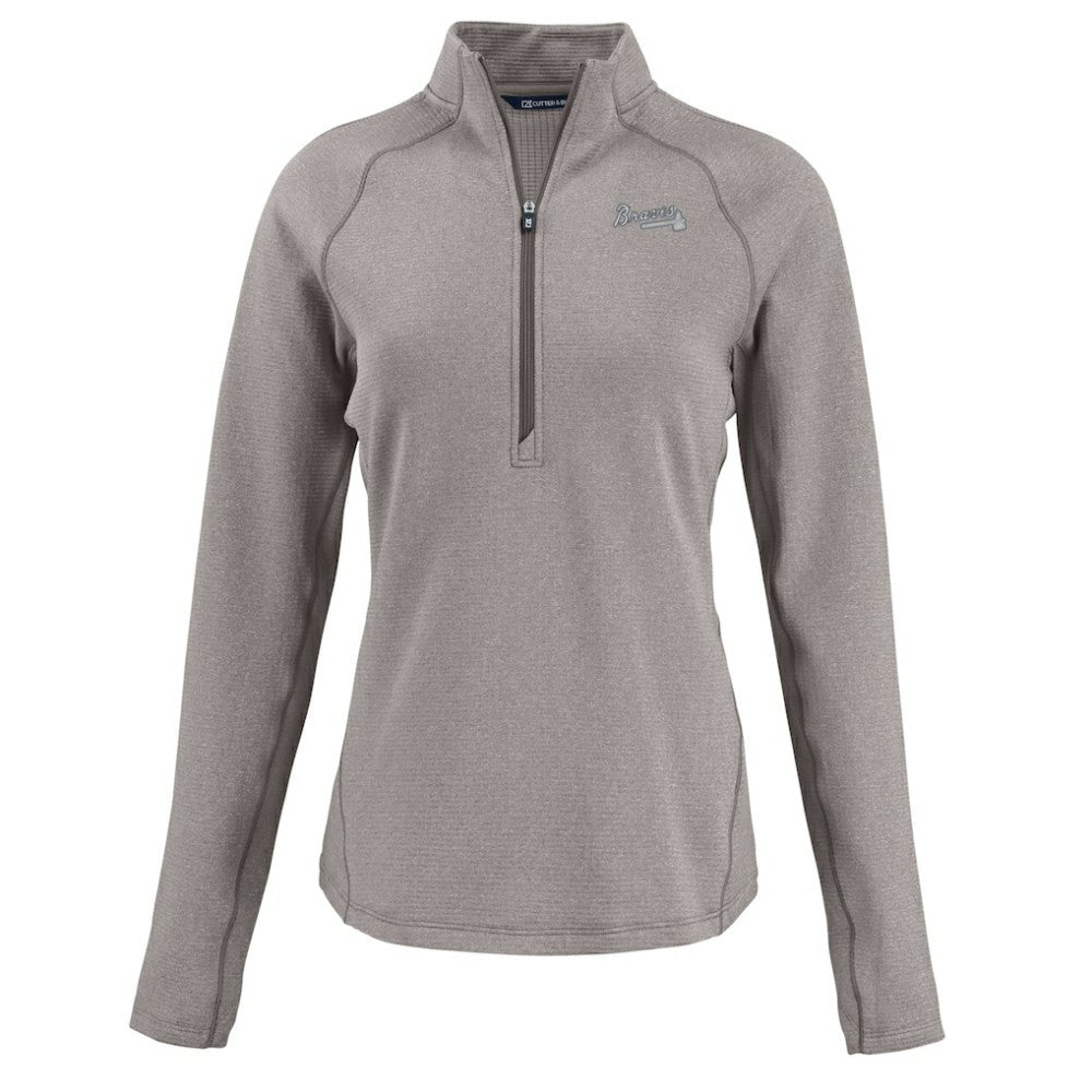 Atlanta Braves Cutter & Buck Women's Peshastin Eco Fleece Recycled Raglan Half-Zip Top - MLB