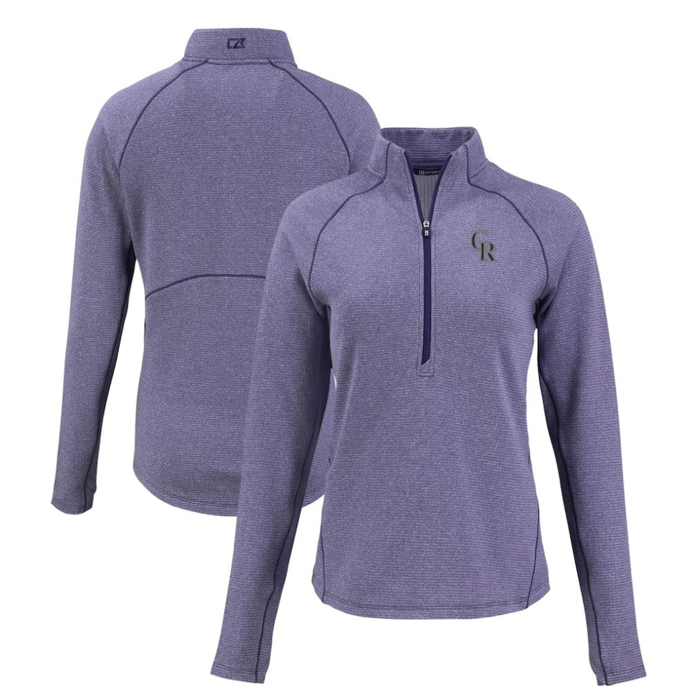 Colorado Rockies Cutter & Buck Women's Peshastin Eco Fleece Recycled Raglan Half-Zip Top - MLB
