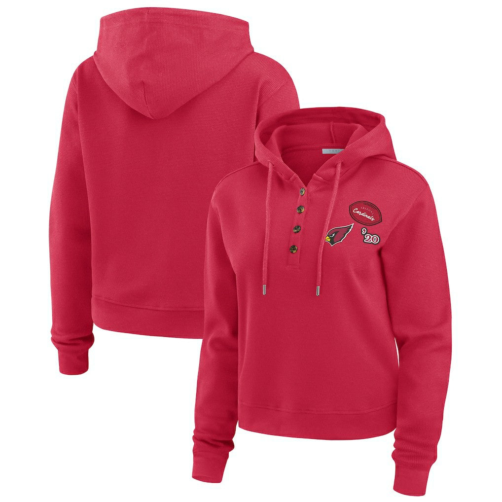 Arizona Cardinals WEAR by Erin Andrews Women's Plus Size Waffle Hoodie Pullover Top Cardinal | NFL