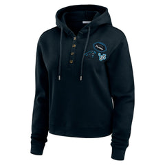 Carolina Panthers WEAR by Erin Andrews Women's Plus Size Waffle Hoodie Pullover Top Black | NFL