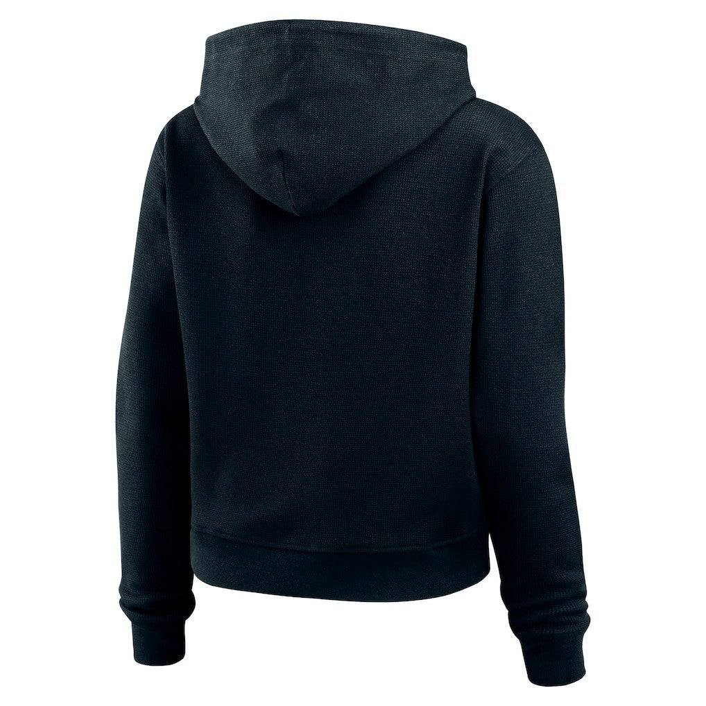 Carolina Panthers WEAR by Erin Andrews Women's Plus Size Waffle Hoodie Pullover Top Black | NFL