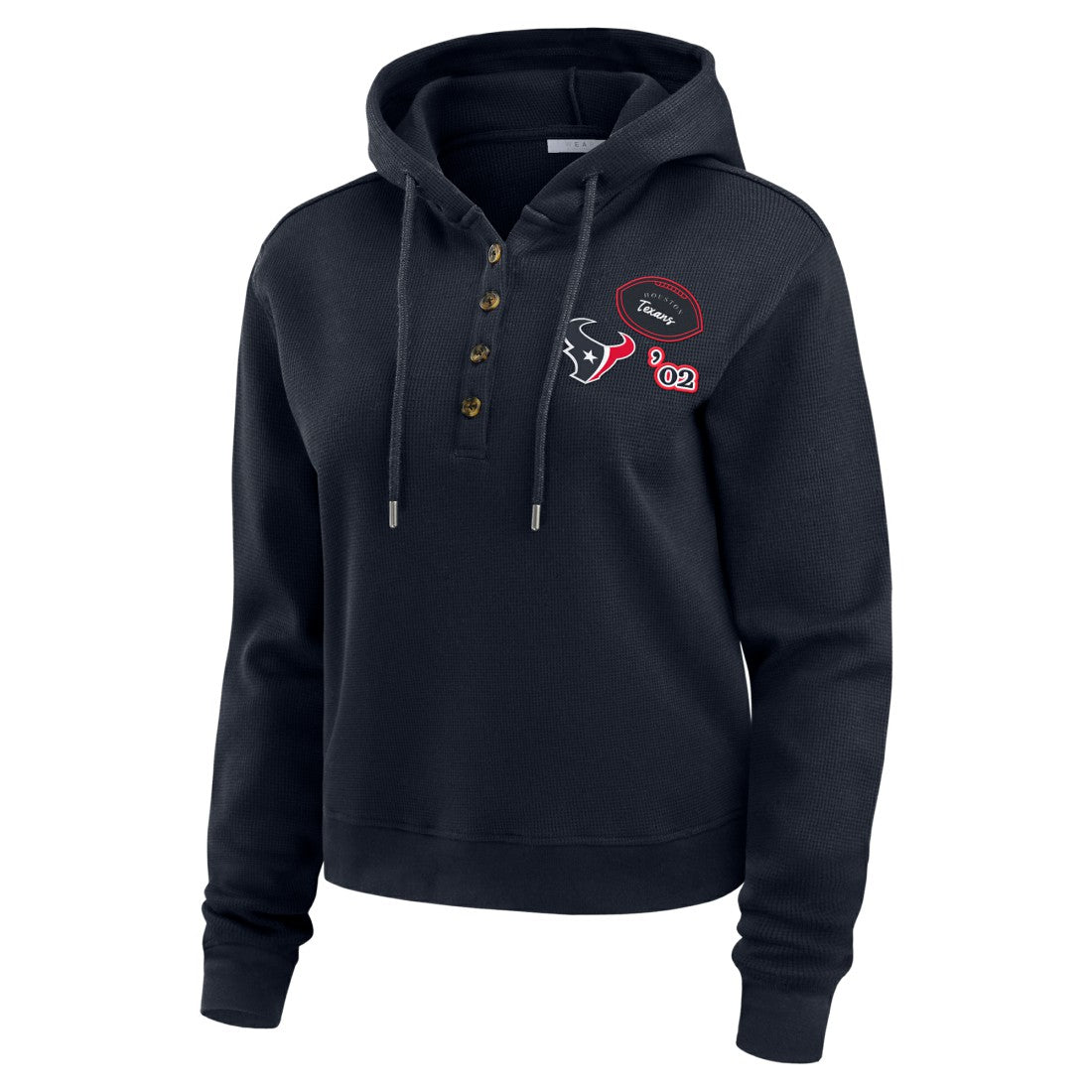 Houston Texans WEAR by Erin Andrews Women's Plus Size Waffle Hoodie Pullover Top Navy | NFL
