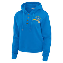 Los Angeles Chargers WEAR by Erin Andrews Women's Plus Size Waffle Hoodie Pullover Top Blue | NFL