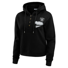 Las Vegas Raiders WEAR by Erin Andrews Women's Plus Size Waffle Hoodie Pullover Top Black | NFL