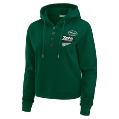 New York Jets WEAR by Erin Andrews Women's Plus Size Waffle Hoodie Pullover Top Green | NFL