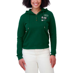 New York Jets WEAR by Erin Andrews Women's Plus Size Waffle Hoodie Pullover Top Green | NFL