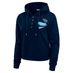 Tennessee Titans WEAR by Erin Andrews Women's Plus Size Waffle Hoodie Pullover Top Navy | NFL