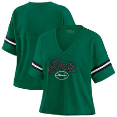 New York Jets WEAR by Erin Andrews Women's Plus Size Color Block Boxy T-Shirt Green/White | NFL