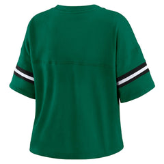 New York Jets WEAR by Erin Andrews Women's Plus Size Color Block Boxy T-Shirt Green/White | NFL
