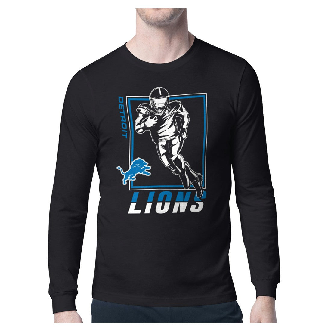 Detroit Lions Starter Player Grid Graphic Long Sleeve T-Shirt Black | NFL