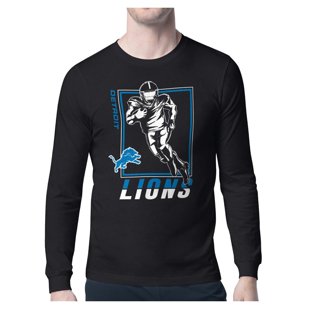 Detroit Lions Starter Player Grid Graphic Long Sleeve T-Shirt Black | NFL