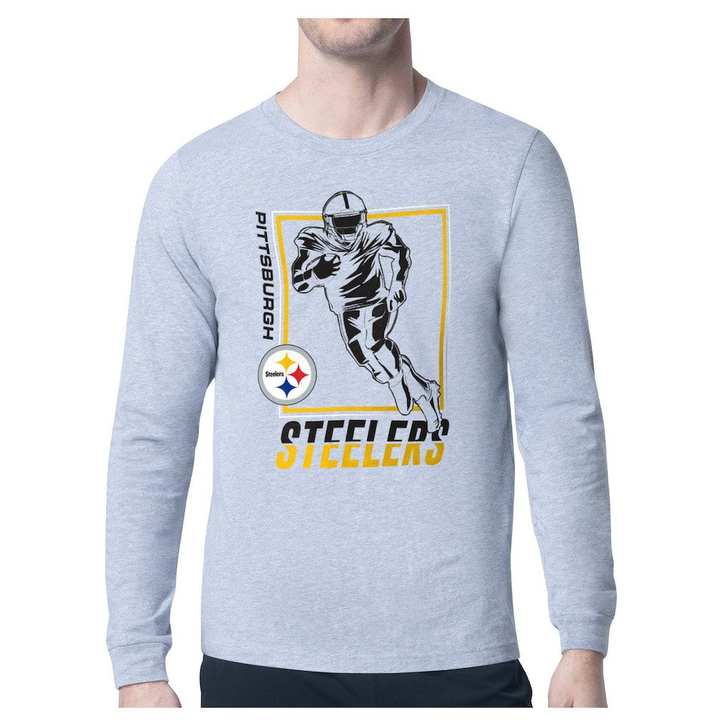 Pittsburgh Steelers Starter Player Grid Long Sleeve T-Shirt Heather Gray | NFL