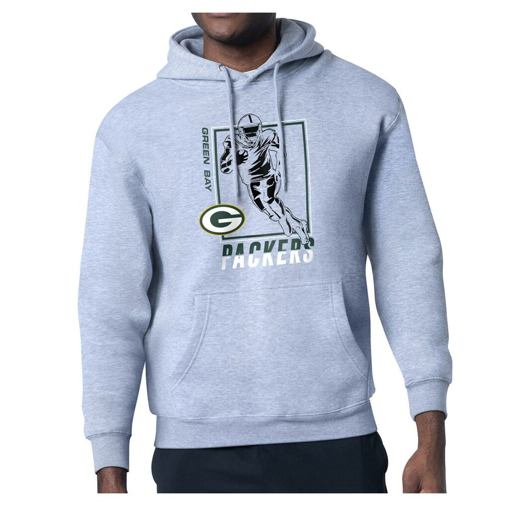 Green Bay Packers Starter Player Grid Pullover Hoodie Heather Gray | NFL