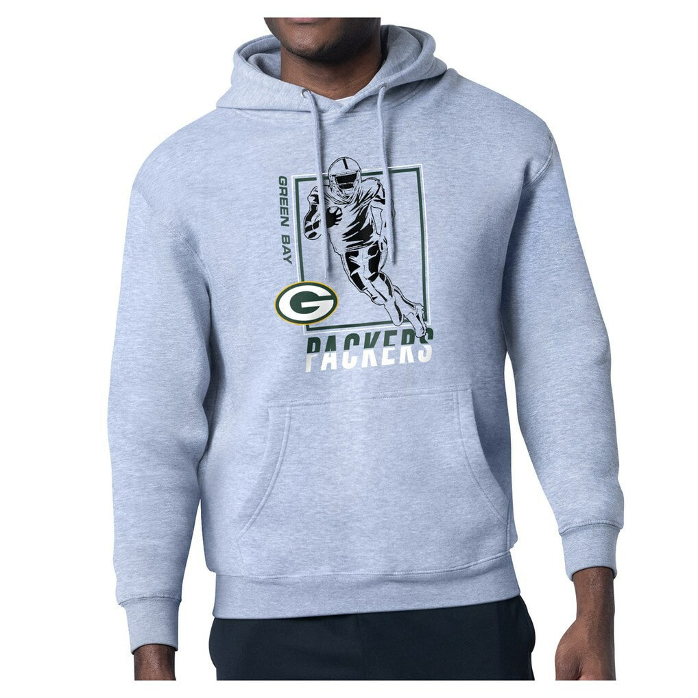 Green Bay Packers Starter Player Grid Pullover Hoodie Heather Gray | NFL