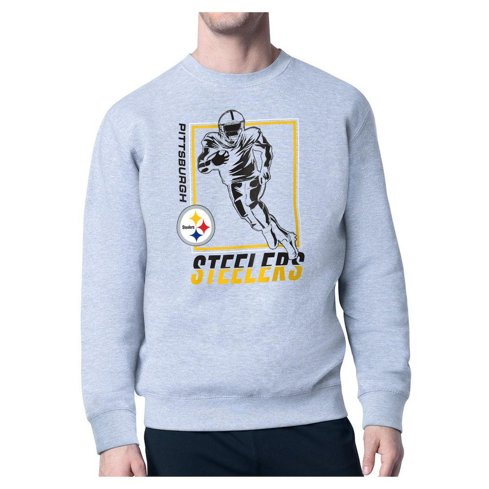 Pittsburgh Steelers Starter Player Grid Pullover Sweatshirt Heather Gray | NFL