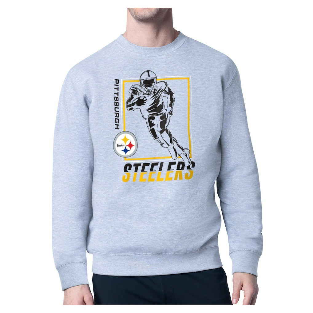 Pittsburgh Steelers Starter Player Grid Pullover Sweatshirt Heather Gray | NFL
