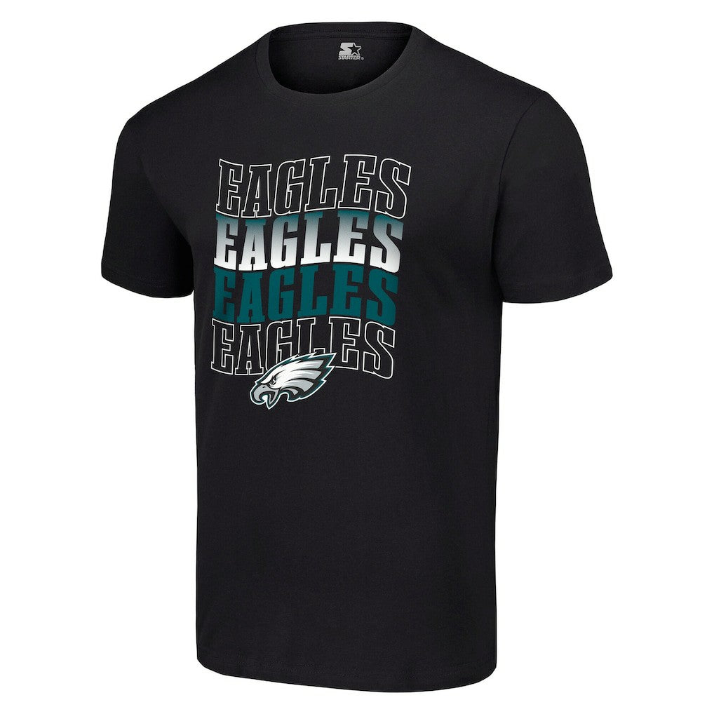 Philadelphia Eagles Starter Four Team Name Logo T-Shirt Black | NFL