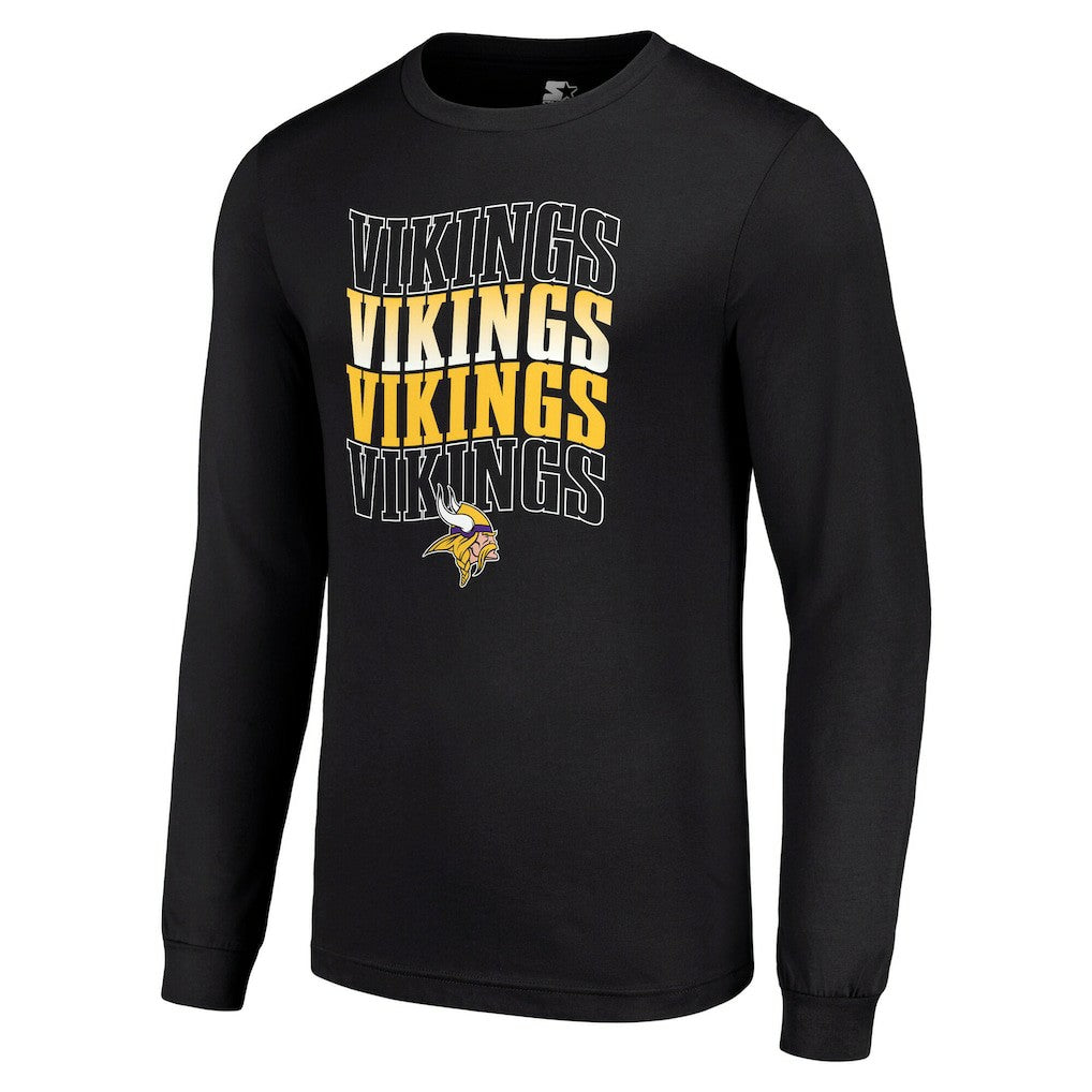 Minnesota Vikings Starter Team Name Graphic Long Sleeve T-Shirt Black | NFL