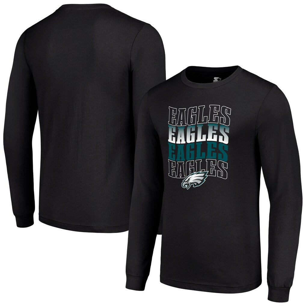 Philadelphia Eagles Starter Team Name Graphic Long Sleeve T-Shirt Black | NFL