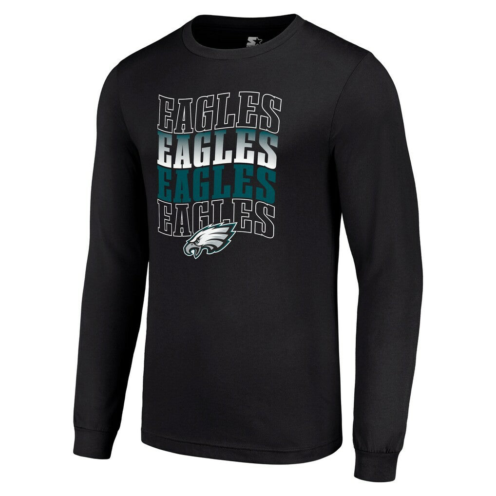 Philadelphia Eagles Starter Team Name Graphic Long Sleeve T-Shirt Black | NFL