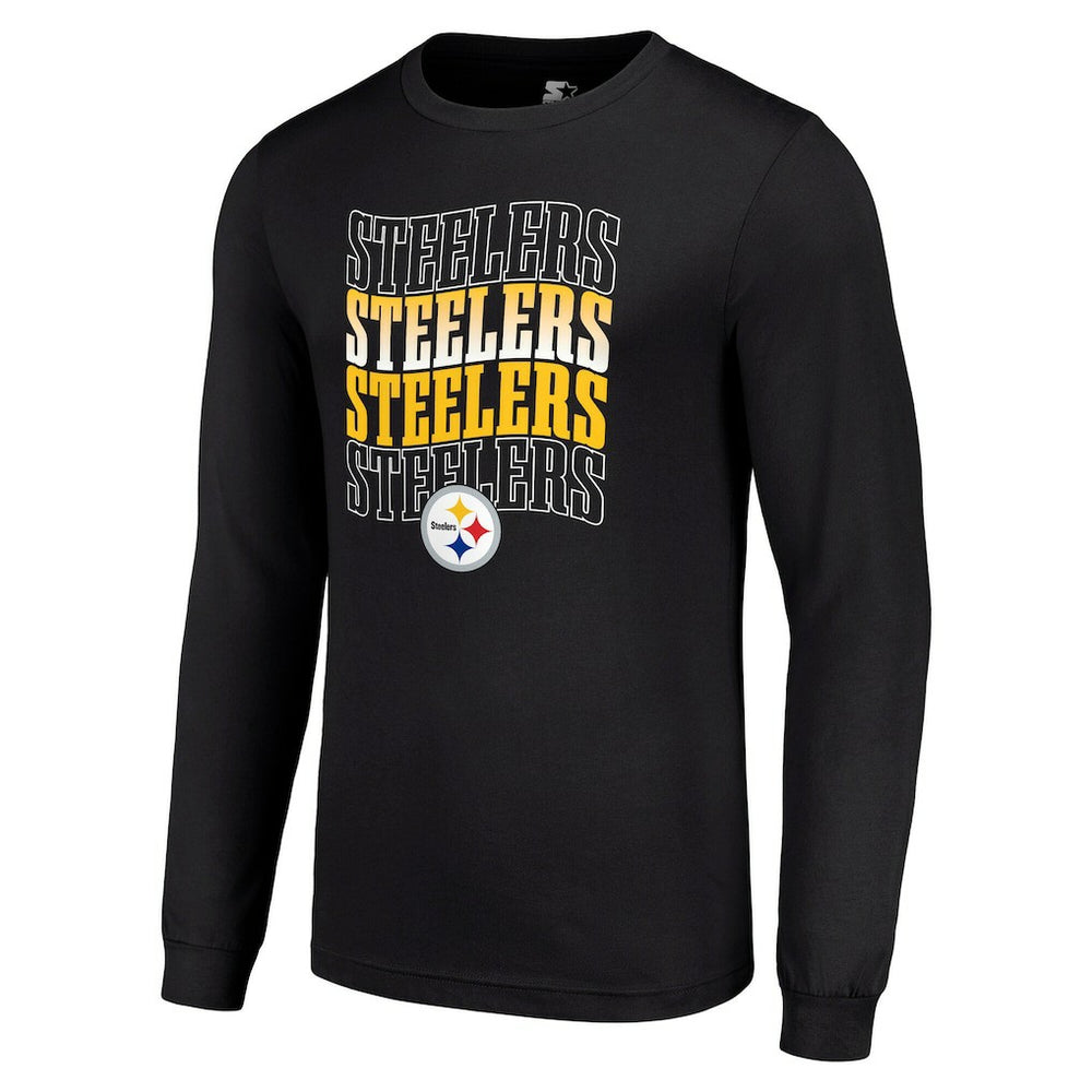 Pittsburgh Steelers Starter Team Name Graphic Long Sleeve T-Shirt Black | NFL