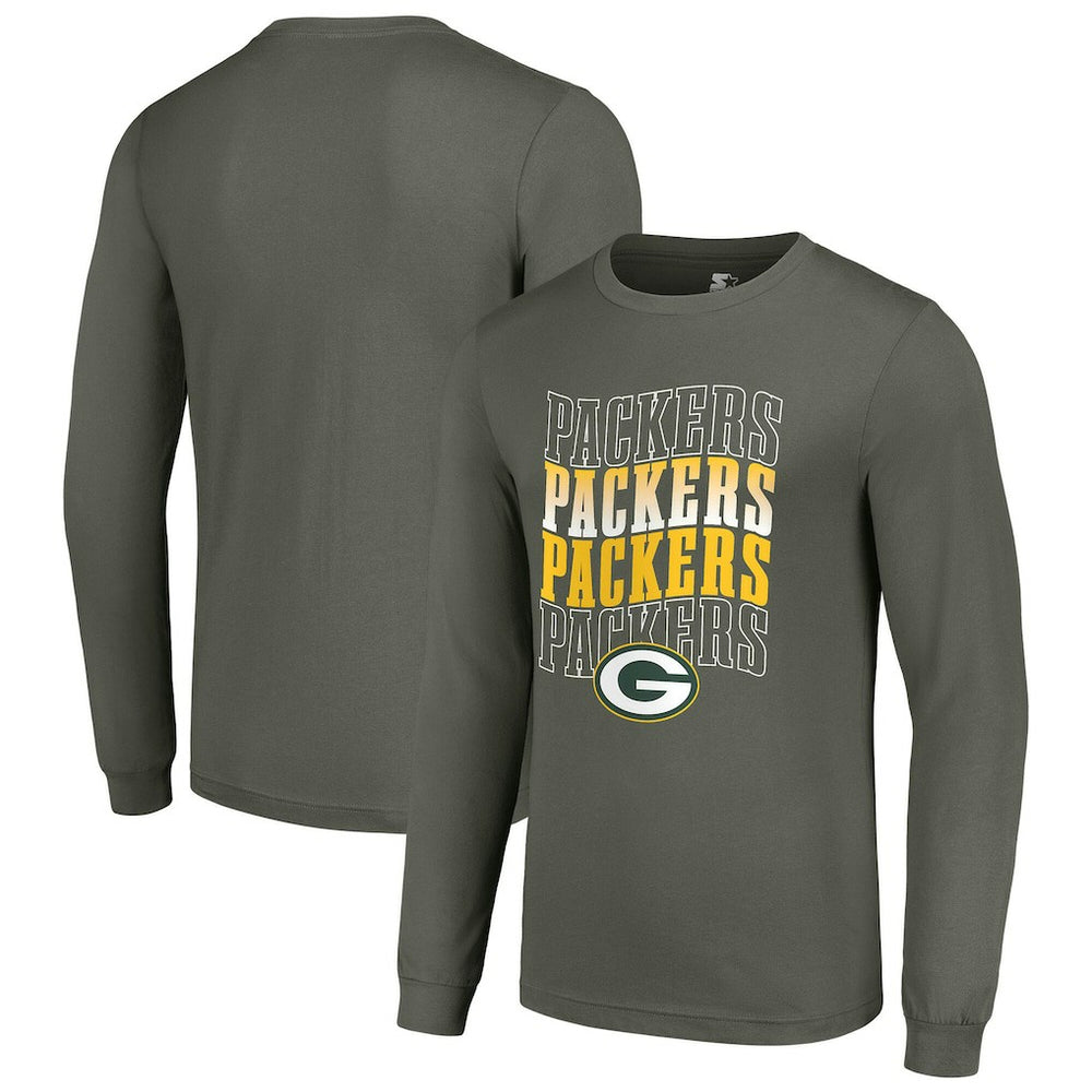 Green Bay Packers Starter Team Name Graphic Long Sleeve T-Shirt Olive | NFL