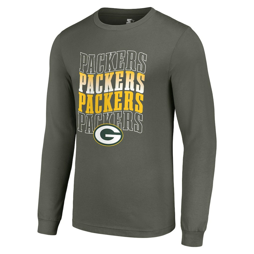 Green Bay Packers Starter Team Name Graphic Long Sleeve T-Shirt Olive | NFL
