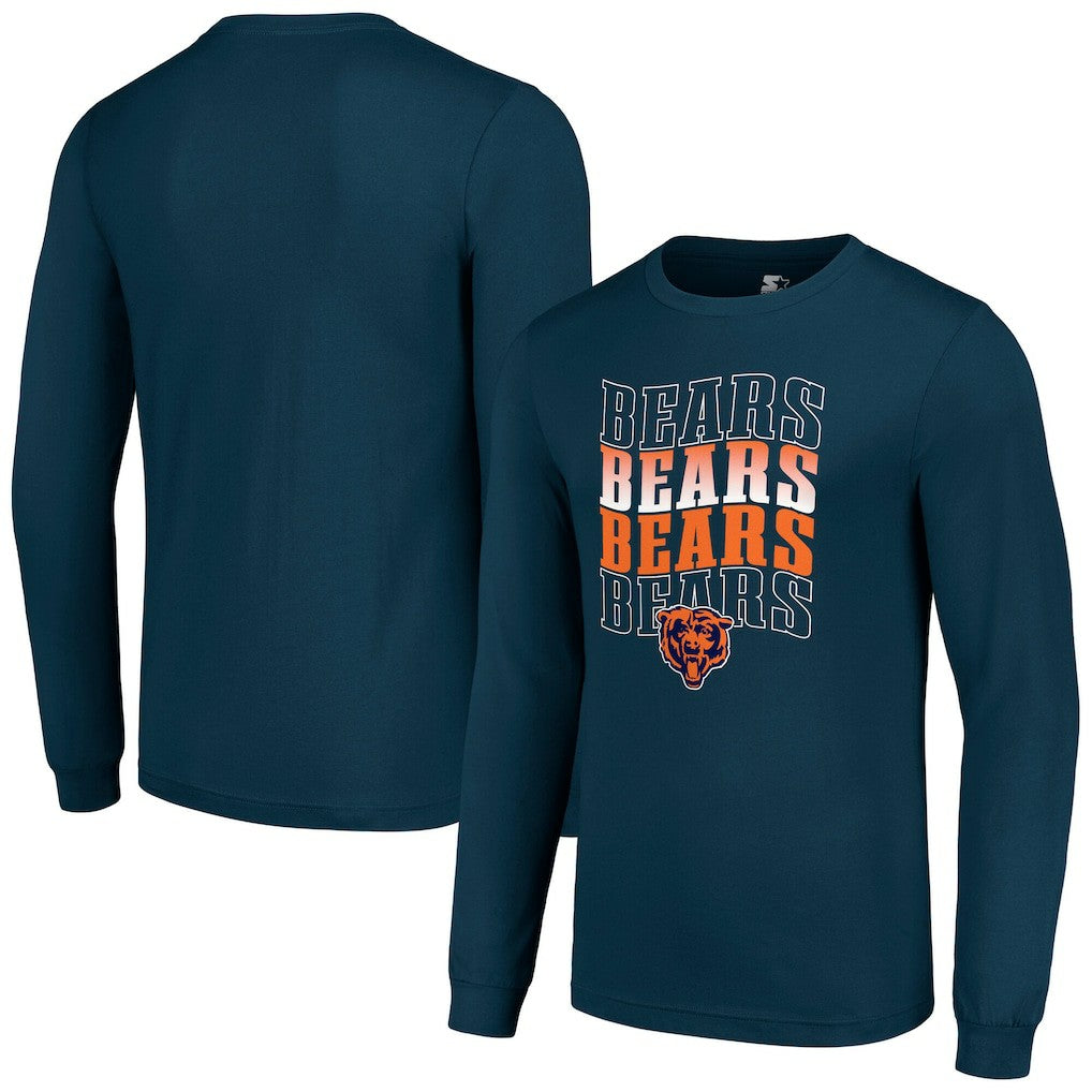 Chicago Bears Starter Team Name Graphic Long Sleeve T-Shirt Navy | NFL
