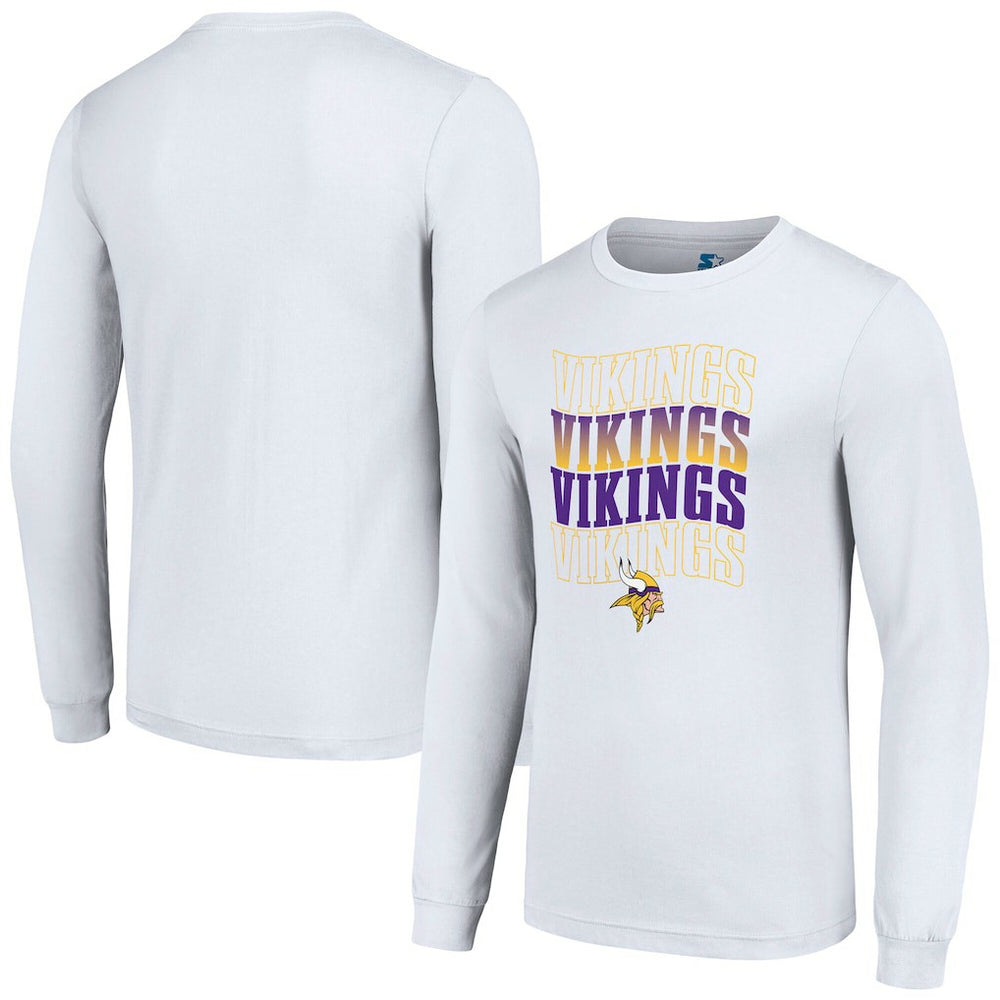 Minnesota Vikings Starter Team Name Graphic Long Sleeve T-Shirt White | NFL