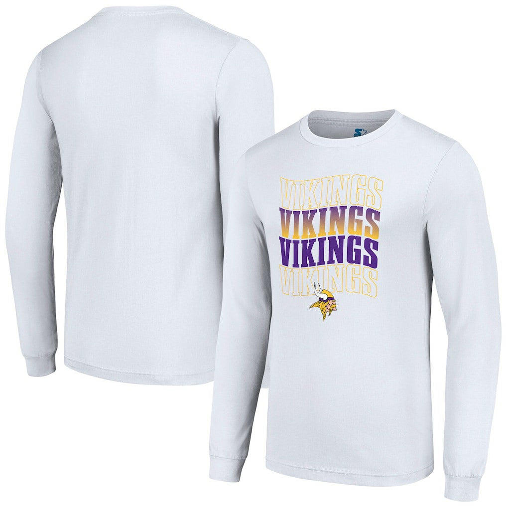 Minnesota Vikings Starter Team Name Graphic Long Sleeve T-Shirt White | NFL