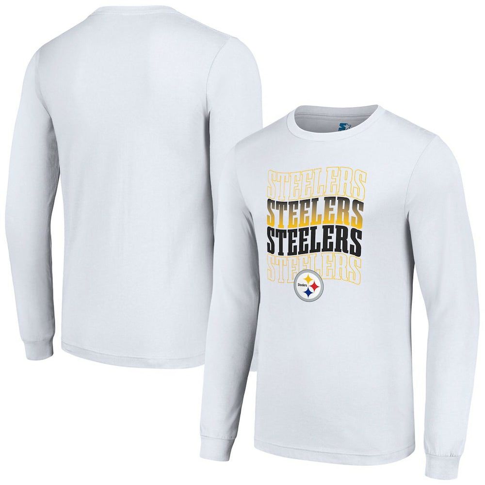 Pittsburgh Steelers Starter Team Name Graphic Long Sleeve T-Shirt White | NFL