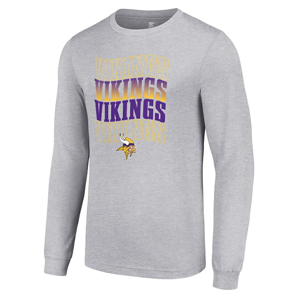 Minnesota Vikings Starter Team Name Graphic Long Sleeve T-Shirt Heather Gray | NFL