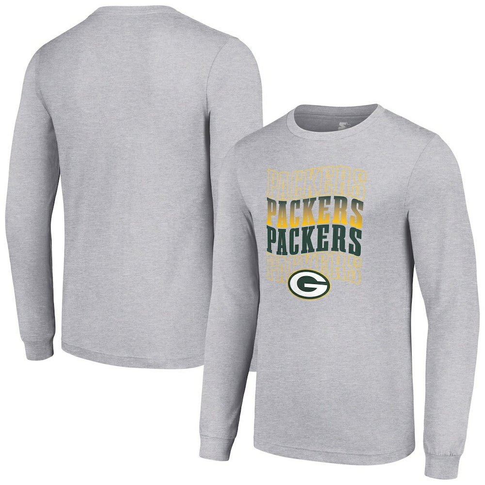 Green Bay Packers Starter Team Name Graphic Long Sleeve T-Shirt Heather Gray | NFL