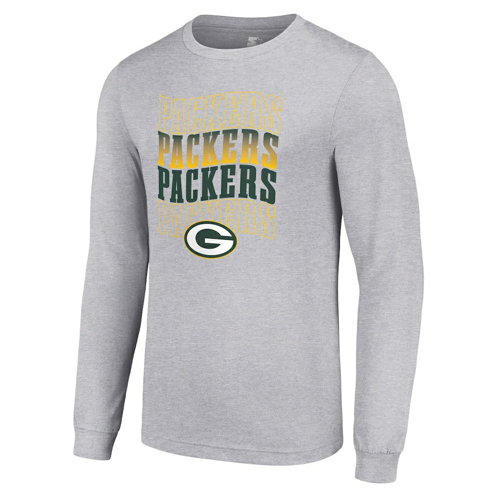 Green Bay Packers Starter Team Name Graphic Long Sleeve T-Shirt Heather Gray | NFL