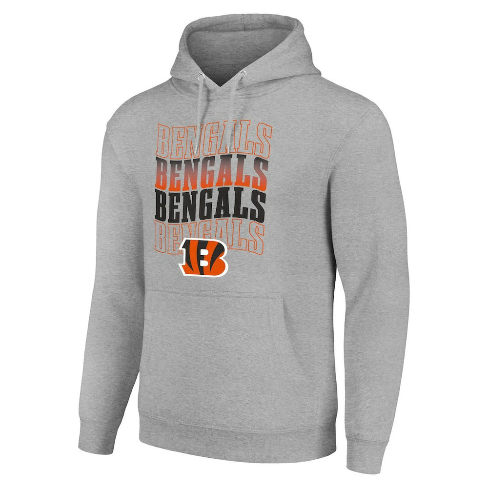 Cincinnati Bengals Starter Four Team Name Logo Fleece Pullover Hoodie Heather Gray | NFL