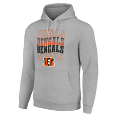 Cincinnati Bengals Starter Four Team Name Logo Fleece Pullover Hoodie Heather Gray | NFL
