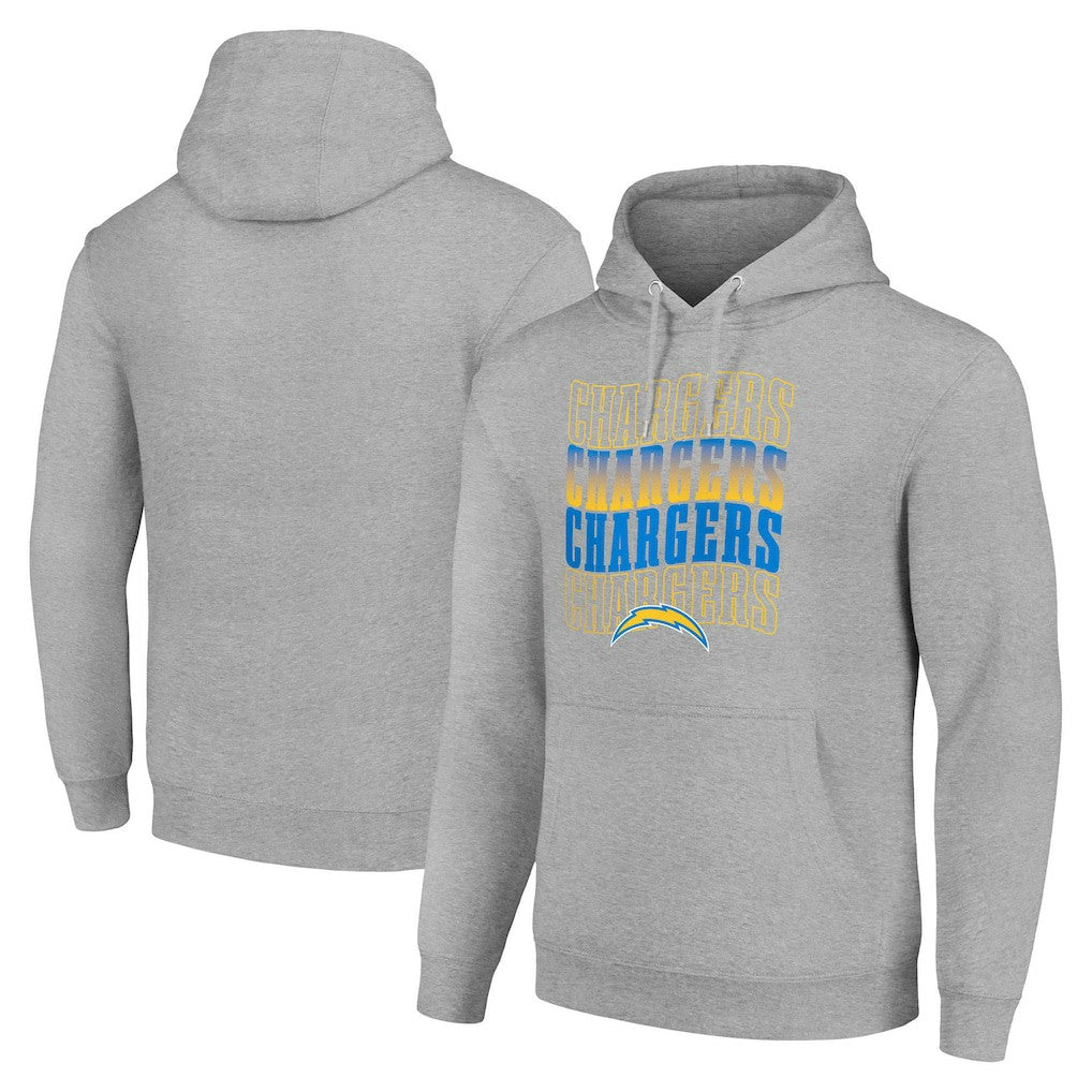Los Angeles Chargers Starter Four Team Name Logo Fleece Pullover Hoodie Heather Gray | NFL